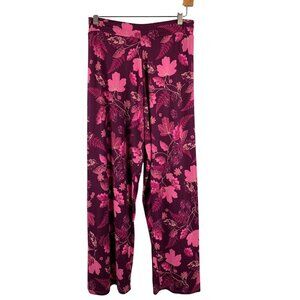 Hue Sleepwear Womens Small Floral Lounge Pants Machine Washable Burgundy & Pink